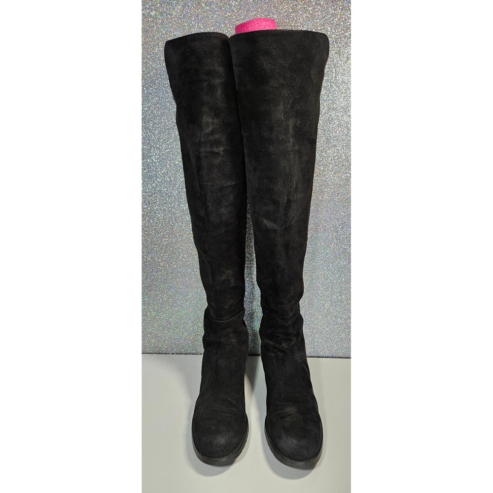 Stuart Weitzman 5050 Black Suede Over The Knee Boots Womens 7 M Dust Bag Box OTK - Picture 3 of 12
